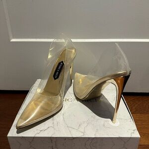 Jessica Rich Gold Clear Stiletto Heels